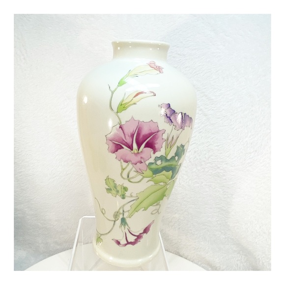 Japan Toyo Morning Glory 8.5” Pink Purple Green Vase Designed by Magie - Picture 5 of 15